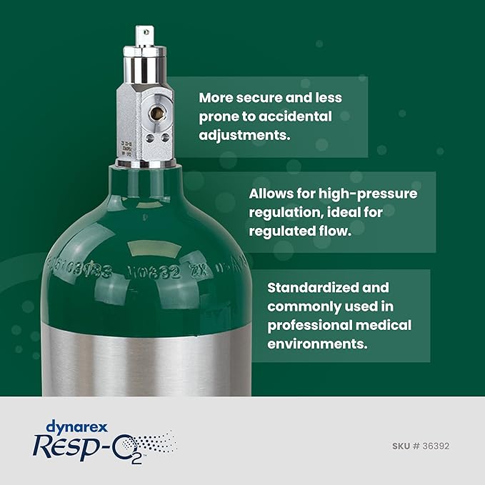 Dynarex Resp-O2 M9 Oxygen C -Cylinder with CGA 870 Post Valve – 1.7L Standard Size Oxygen Cylinder - Lightweight Aluminum Portable Tank with 255L Oxygen Capacity