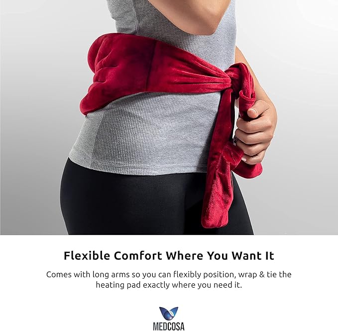 Medcosa Heated Lower Back Pack | Flexible Comfort Heating Pad | Long Lasting Heated Pain Relief | A Wrap That Turns Up The Heat