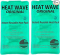 HEAT WAVE Instant Heat Packs Medium (5×9”)- Medical Grade Reusable Green 2-Pack Fast and HOT - Made in USA for Muscle Aches, Back, Arm, Shoulder, Pain Relief, Warmth on The Go; Heating Pad Click Heat