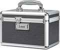 Lockable Medication Box with Portable Storage Case, 10.2 x 6.8 x 6.8 Inch, Childproof Medicine Lock Organizer, Lockbox for Secure Cash, Jewelry, ID Documents (Gray/Small)