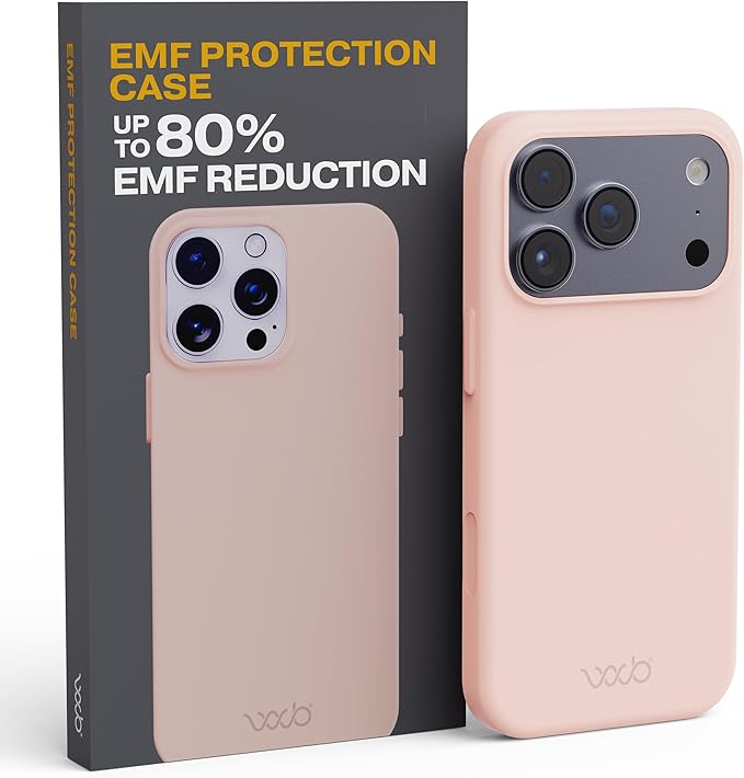 WAVEBLOCK EMF Protection Silicone iPhone Case Compatible with iPhone 17 Pro, Radiation Blocker, 5G Shield Reduction, Lightweight, USA Patented and Tested in FCC Lab, Pink