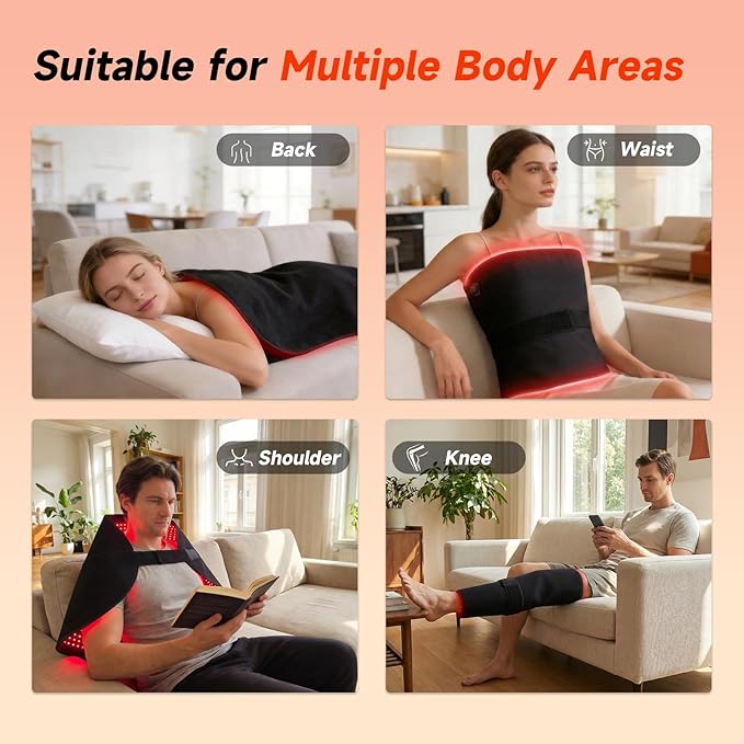 Novalume XL Full Body Red Light Therapy Mat 360 LEDs, Extra Large 39.4'' x 23.6'' Red Therapy Blanket Pad with Heat, 660nm 850nm Light Therapy for Post-Workout Relaxation, Bed Back Waist Use