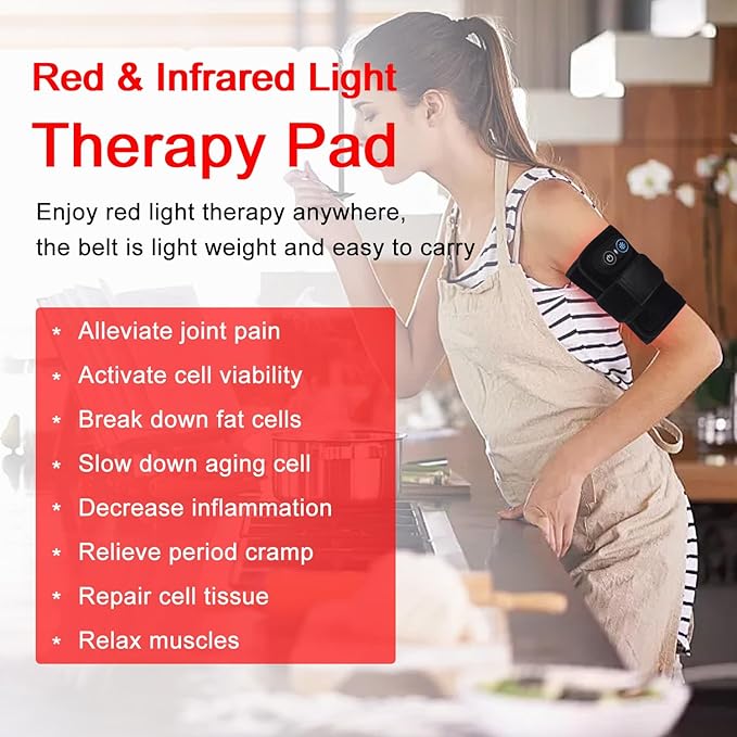 Red Light Therapy Belt Infrared Light Therapy Pad with Portable Battery, 660nm 850nm Full Body Red Light Mat Therapy for Back Knee Feet Shoulder Neck Waist Hands Legs Hips