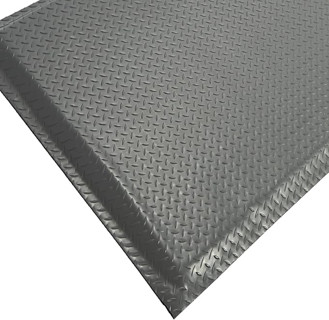 Nisorpa Anti Fatigue Mats Industrial 2' x 6' Ergonomic Standing Mat 15/16" Extra Thick Cushioned Shop Floor Mats Kitchen Mats Heavy Duty Commercial Diamond Plate Support for Leg & Back Pain, Grey