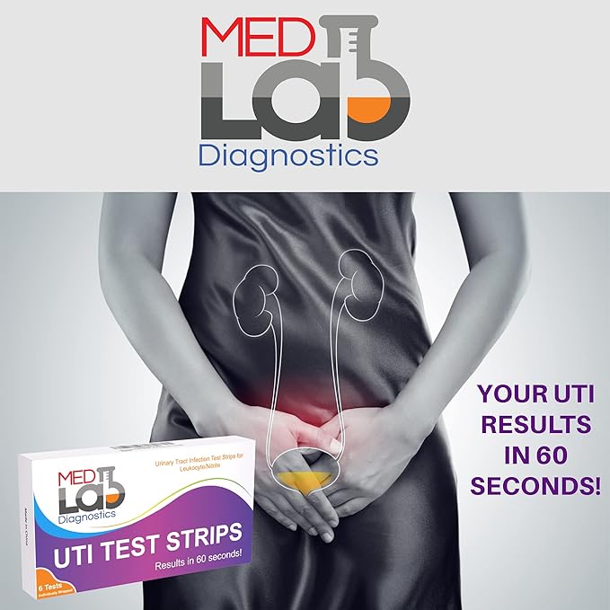 UTI Test Strips(Pack of 6) Individually Wrapped Urinary Tract Infection Urine UTI Test Kit for Women, Men, Kids Cats and Dogs