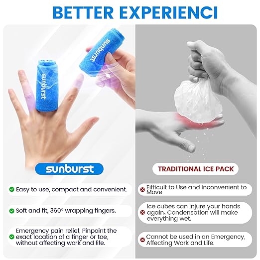 4PCS Finger and Toe Cold Gel Ice Pack,Lasting Cold Compress,Reusable Non-Toxic Finger Compression Sleeve Therapy for Finger and Toe Injuries,Arthritis,Swelling,Tendonitis,Gout or Sprain