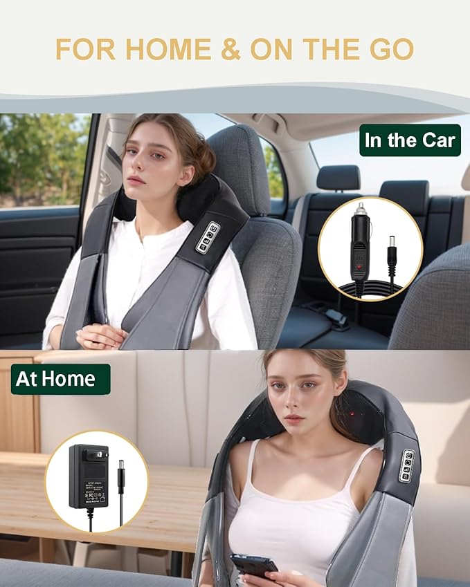 Neck Massager with Heat, Shiatsu Shoulder and Back Massager, Electric Kneading Back Massager, Massage Pillow for Deep Tissue, Birthday Day Gifts for Husband, Wife, Dad, Mom, Women & Man