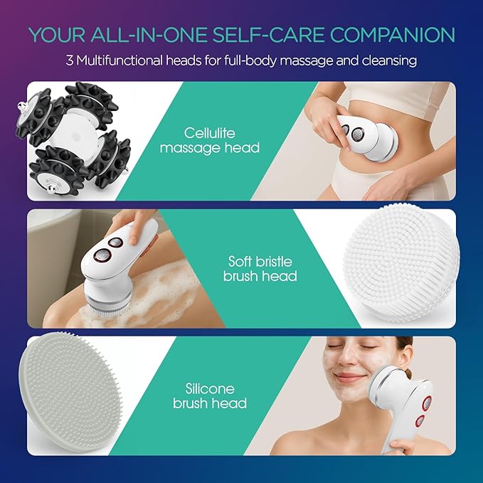 VOYOR Electric Cellulite Massager, Body Sculpting Machine for Arms, Belly, Legs, Waist, Buttocks, 3 Strengths for Body Cleaning and Deep Tissue Cellulite Massage, IPX7 Waterproof & Cordless VRMM1-NEW