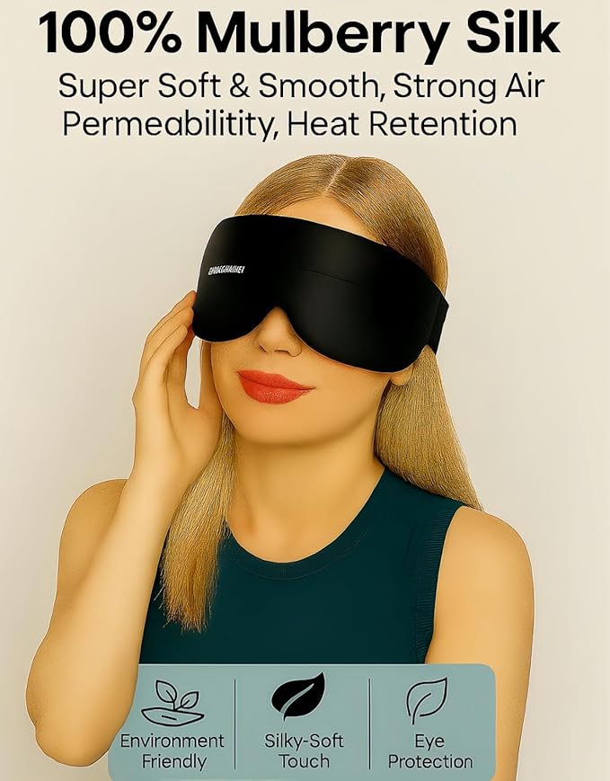 Heated Eye Masks for Dry Eyes, Cordless Silk Mask, 3 Heat Levels Electric Heating Pad for Eye Strain Relief & Fatigue,Ideal Eye Mask for Men Women,Sleep,Travel,Relaxation