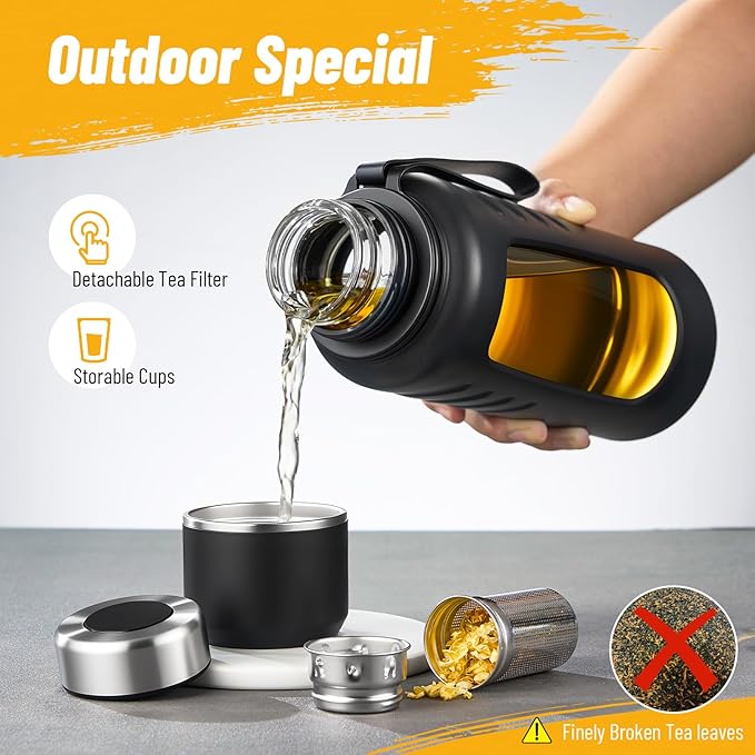 34 oz Travel Water Bottle, Anti-Slip and Anti-Scalding Sports Water Bottle, Waterbottle for Adults with Cup Brush Suitable for Outdoor Sports,Camping, Traveling