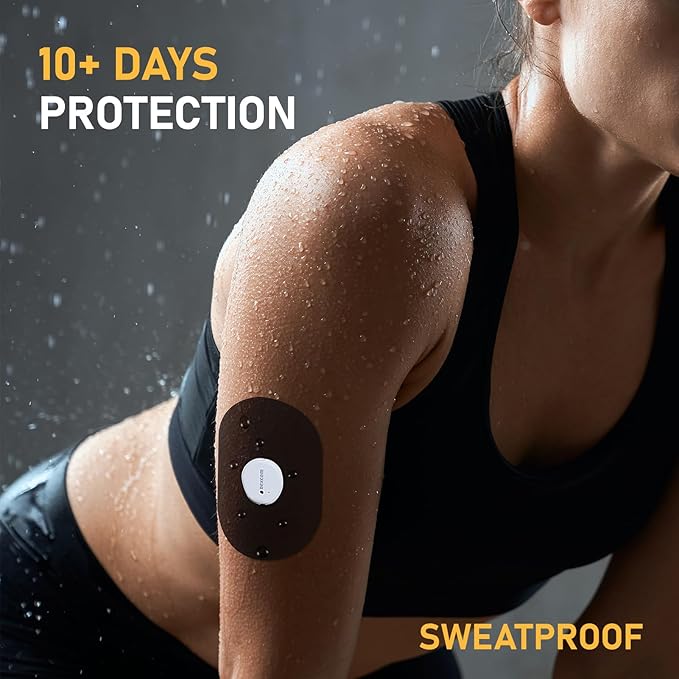 30Pcs Super Waterproof Dexcom G7 Adhesive Patches, Hypoallergenic & Sweaterproof CGM Sensor Patches, Glucose Monitor Patch Lasting for 10-15 Days, Sensor is Not Included (Black)