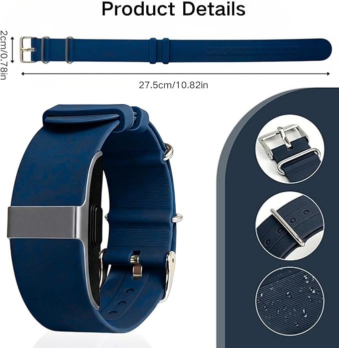 Silicone Loop Strap Compatible with Hume Health Band, Soft Silicone Replacement Band Adjustable Clasp Buckle Closure Strap Wristband for Fitness Tracker & Activity Monitor