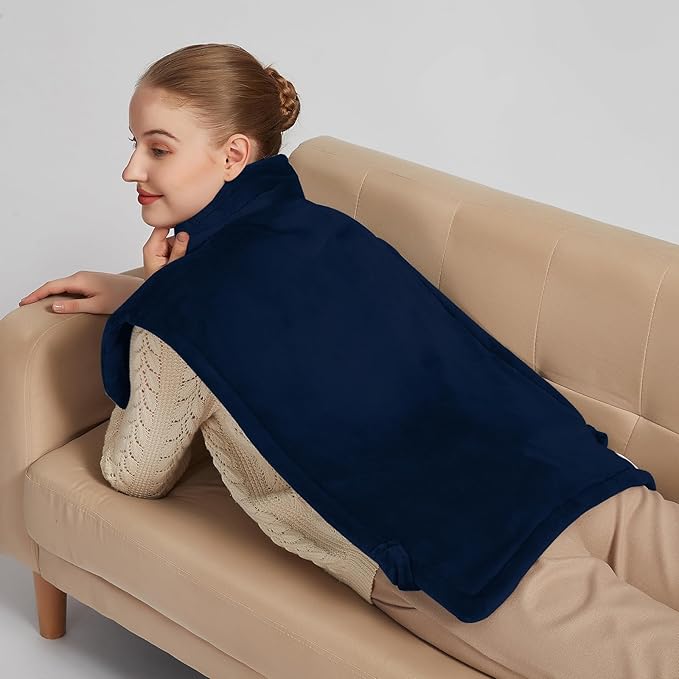 26" x 35" Flannel Neck&Shoulder&Back Heating Pad with 12 Temperature Settings&Countdown timer, Pain Relief for Back/Neck/Shoulders/Menstrual Pain, Christmas Gifts for Women Men Mom Dad(Navy Blue)