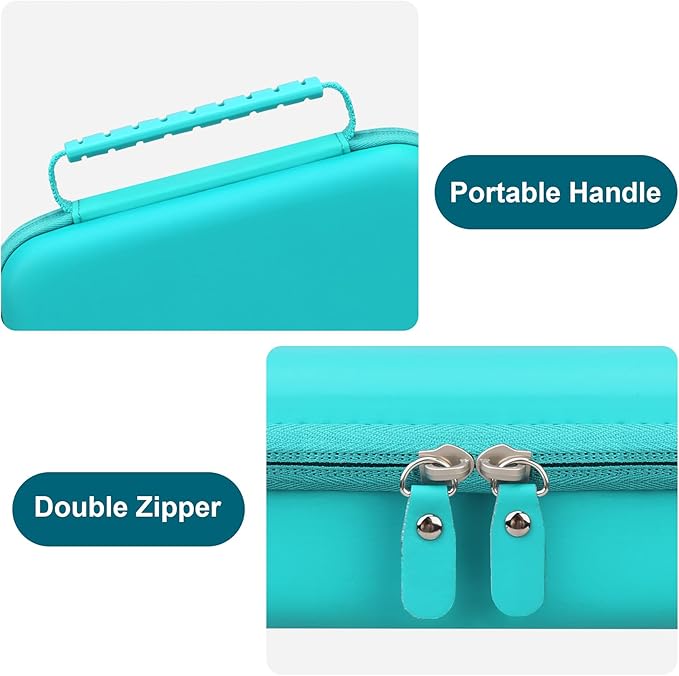 Canboc Travel Carrying Case for Asthma Inhaler, Handheld Spacer for Adults and Kids, Masks, Hard Inhaler Case with Mesh Pocket fit Medicine and Other Essentials, Mint Green (CASE ONLY)