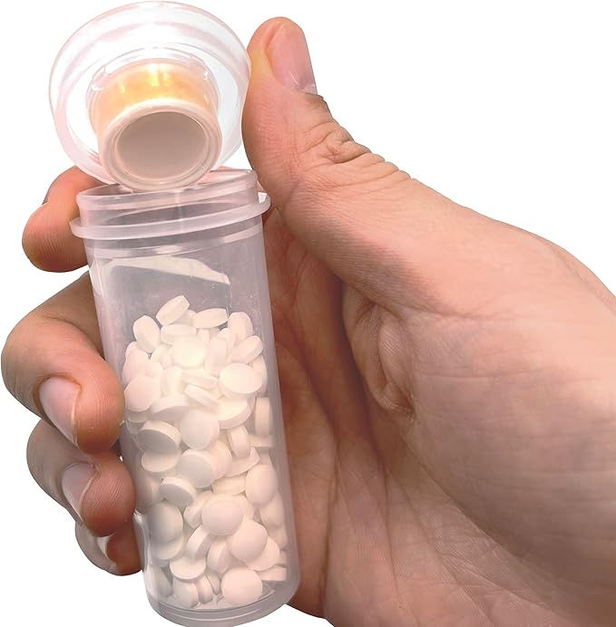 Pill Bottle with Desiccant Cap, Medicine Bottle, Pill Bottles Empty with Caps, Empty Pill Bottles (8 Dram, 10 Pack)