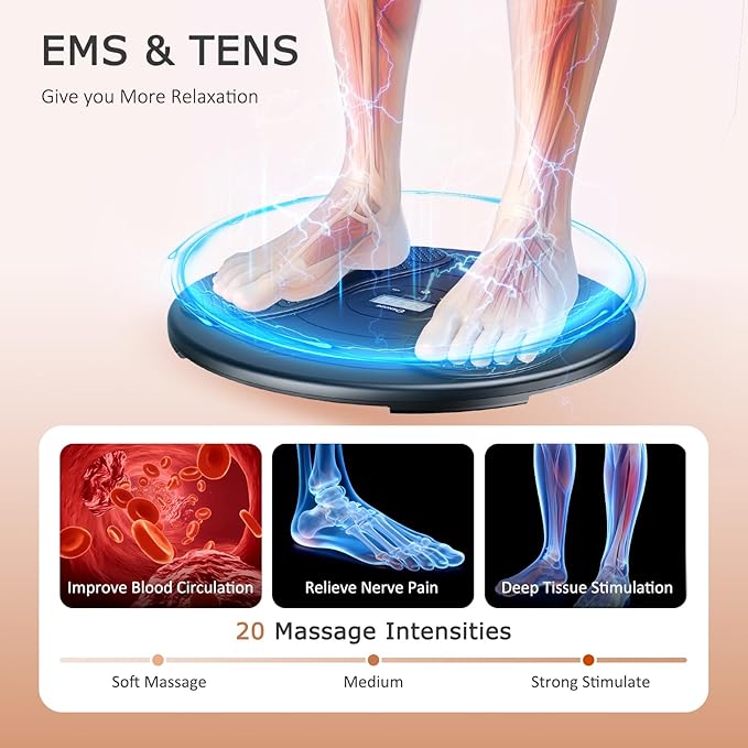 KNQZE Foot Massager for Neuropathy, TENS + EMS Foot Stimulator for Circulation, 10 Modes + 20 Intensities, Wireless Remote, Neuropathy Pain Relief for Feet, Plantar Fasciitis, Gifts for Mom & Dad