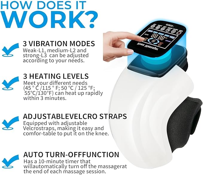 DEITY Knee Massager Smart with Heat, Vibration, 3D Massage, Red Light, 4-in-1, Cordless Portable Knee Massager with LED Large Screen, Gifts for Grandma & Grandpa