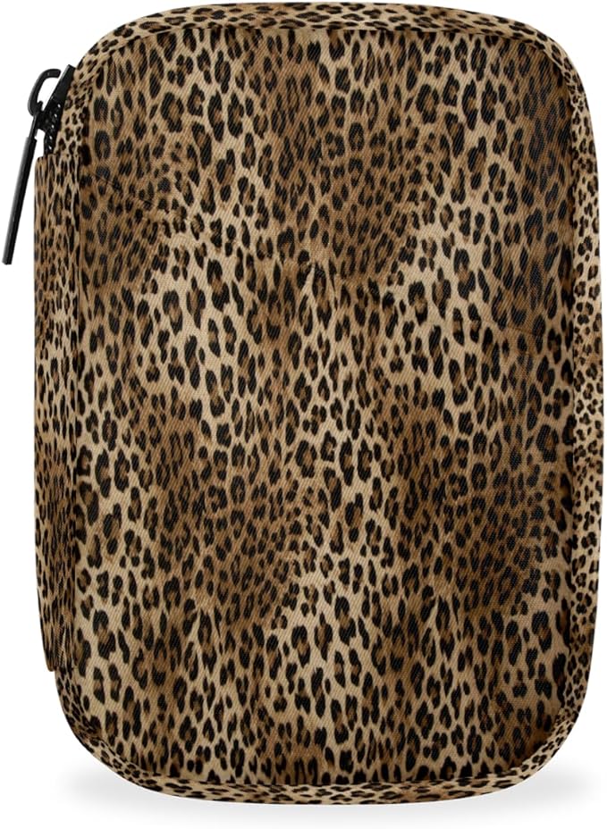 Brown Leopard Pill Case Travel Pill Organizer Weekly 7 Day Portable with Zipper Medicine Box Pill Case for Vitamins, Birth Control,Fish Oils,Medication, Supplements