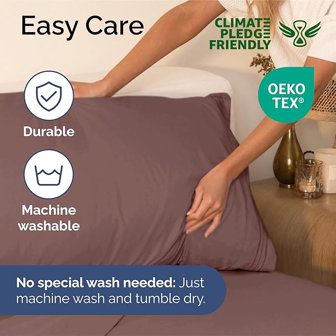 Split King Size 5 Piece Sheet Set - Extra Soft, Breathable & Cooling Sheets - Hotel Luxury Durable Bed Sheets for Women & Men - Deep Pockets, Easy-Fit & Wrinkle-Free Sheets - Clay Oeko-Tex Bed Sheets