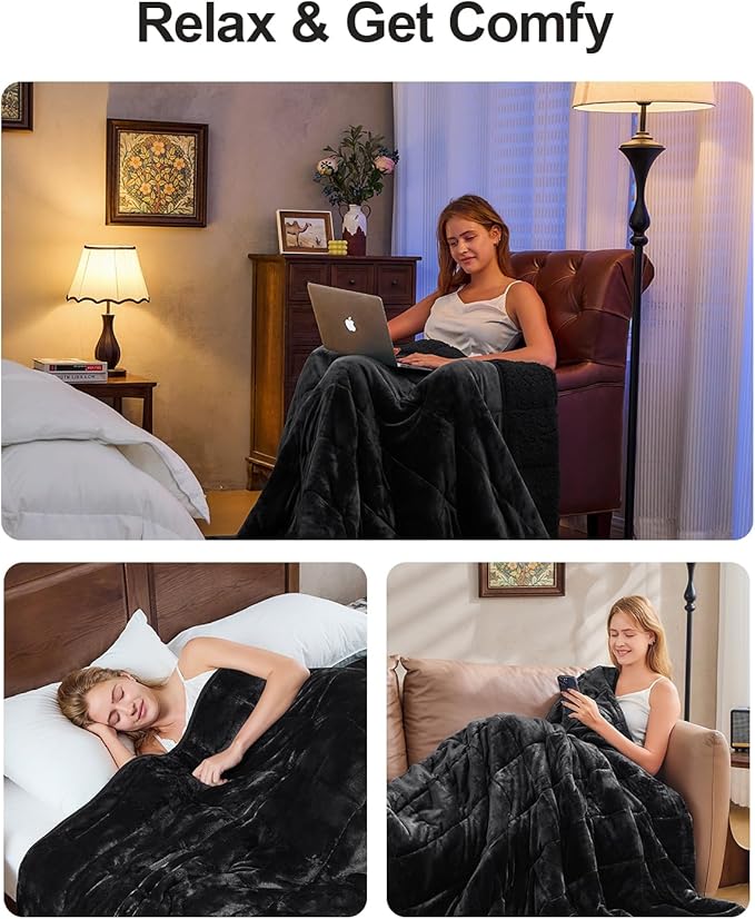 Super Fuzzy Soft Sherpa Fleece Weighted Blanket, 20 lbs Dual Sided Fluffy Heavy Weighted Blankets for Adults - No Bunching with Double Layers of Soft Inner Lining (80"x 87", 20 Pounds)