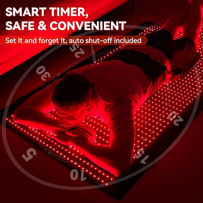 Extra Large Red Light Therapy Mat, High-Density LEDs Full Body Red Light Therapy, 660nm & 850nm Dual Wavelengths, Foldable Red Light Therapy Blanket with Timer, 76.8" x 33.4"