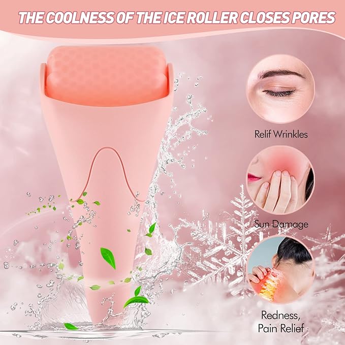 Ice Roller for Face,Eyes,Facial Massager Tool,Soothing Skin Care Tool,Cooling Skincare Device for Puffiness,At-Home Spa Gift for Women(Pink)