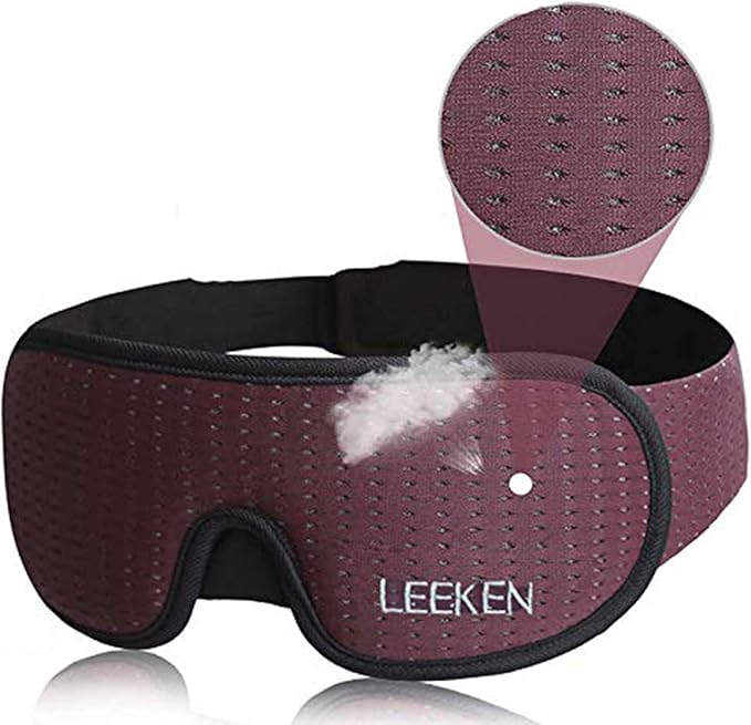 LEEKEN 3D Sleeping Eye Mask - 100% Lights Blockout Sleep Mask for Men Women, Cool Sports Fabric Eye Cover for Travel/Nap/Night Sleeping,Comfortable and Breathable