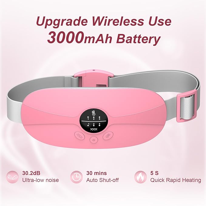 Portable Heating Pad, 5s Fast Heating, 3 Heat Levels and 3 Massage Modes, Heating Pad for Period Cramps for Women and Girls(Pink)