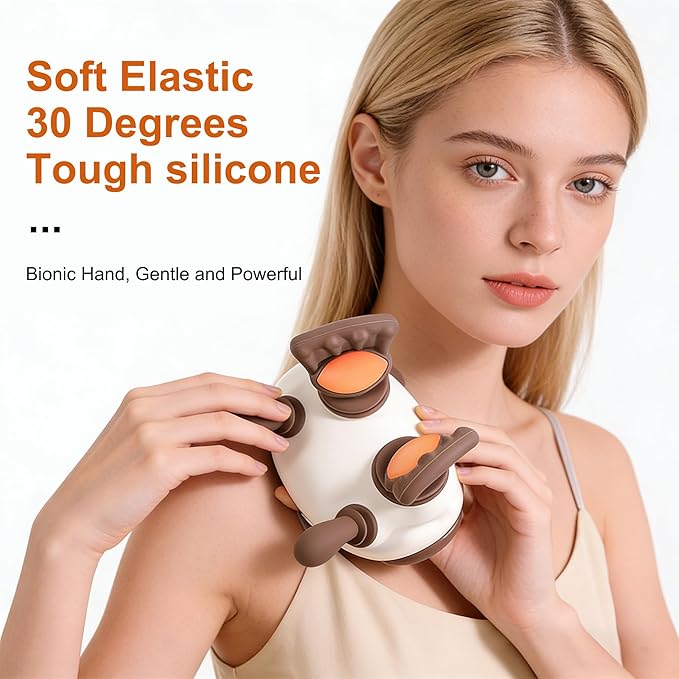 Neck and Back Massager with Heat - 3D Bionic Finger Kneading, Deep Tissue Shiatsu Massage Pillow, Portable for Pain Relief, Ideal Gift for Men & Women