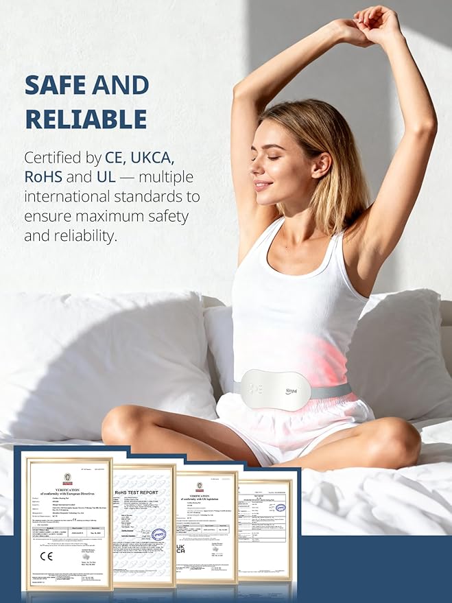 Slimpal Portable Heating Pad for Period Cramps, Electric Cordless Wearable Heat Pad Belt for Menstrual Cramps Relief, 3 Timer Auto Off Setting, Stocking Stuffers Gifts Her Women Girl, Beige