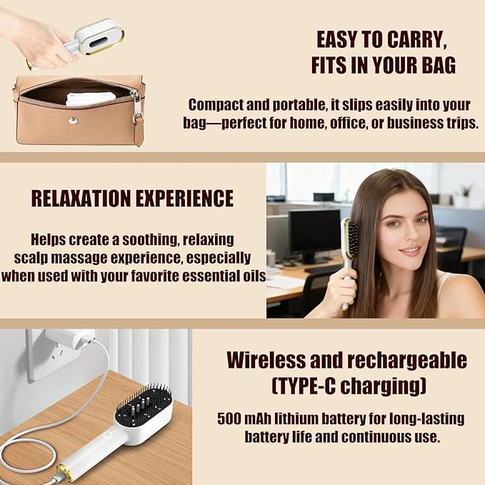 Laser Therapy Hair Growth Comb for Thinning Hair, Red Light Therapy Scalp Massager with Blue Light Comfort Mode & Vibration, Rechargeable Handheld Hair Growth Device for Men and Women