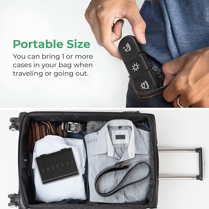 Pill Organizer, Vitamin Case, and Medicine Box, Weekly Portable Travel Pill Box 7 Days with Large Pill Containers