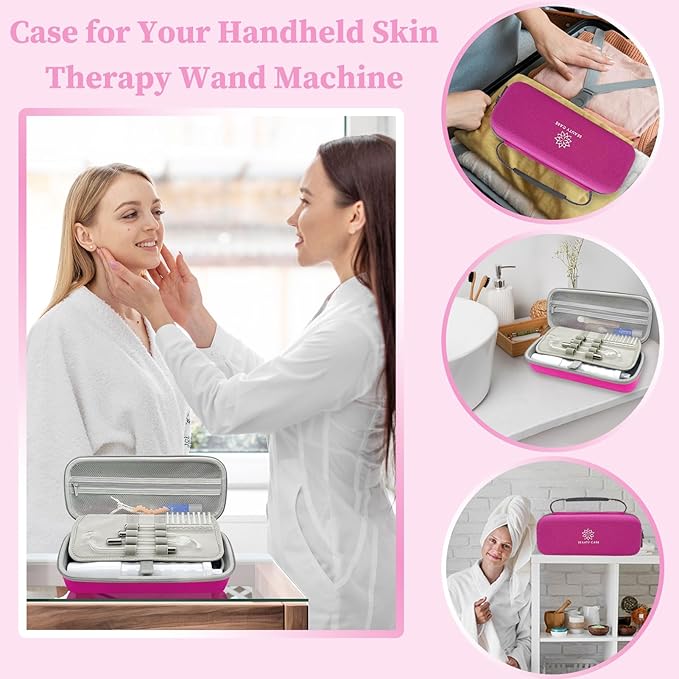 High Frequency Wand Case for Nuderma/Houzzi/Uupas/Titoe,Hard Storage Protective Carrying Case Compatible with Portable Handheld Skin Therapy Wand Machine and Attachments (Case Only)