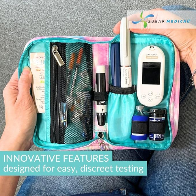 Sugar Medical Diabetes Supply Case | Medical Supplies Travel Bag | Glucose Meter Organizer | Diabetic Care Products | Glucometer Kit (Dream)