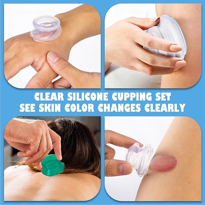 3Pcs Cupping Therapy Set-Professional Silicone Cupping, Suitable for Facial Body Massage/Deep Myofascial Release/Pain Relief/Muscle Relaxation & More (Green,3pcs)