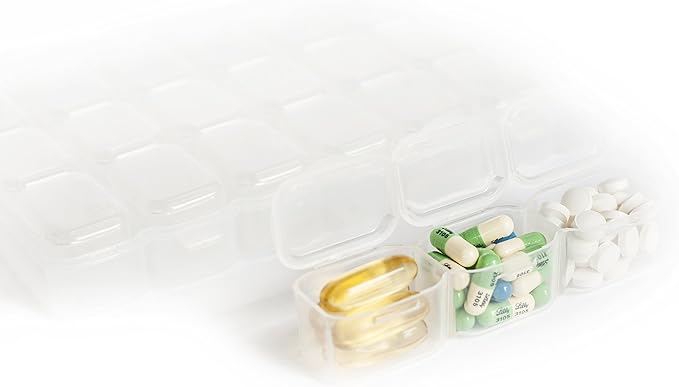 Leantravel Pill Case Organizer for Travel with Passport Wallet, Color Grey, Size Small for 7 Day Travel