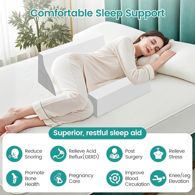 Side Sleeping Trainer Anti Snoring Devices, Anti snoring Pillow 3-Set Solution, Alleviate Snoring by Relaxed Throat Tissues, Lightweight & Comfortable