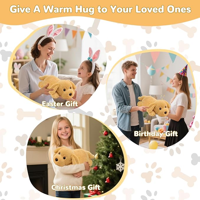 Dog Heating Pad for Period Cramps Menstrual Pain Relief, Portable Electric Heat Pads USB Powered, Cute Golden Retriever Plush Stuffed Gift, Funny Gifts for Women Teen Girls Christmas Birthday Easter