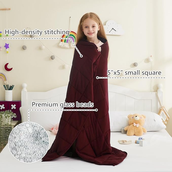 L'AGRATY Weighted Blanket - 36"x48" 3lbs Cooling Breathable Heavy Blankets Microfiber Material with Glass Beads for Adult All-Season Summer Fall Winter Soft Thick Comfort