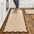 Scalloped Kitchen Mats Rugs Sets of 2 Cushioned Anti Fatigue Floor Mat Waterproof Kitchen Rugs Non Slip Foam Comfort Standing Mat for Sink Laundry, Terracota