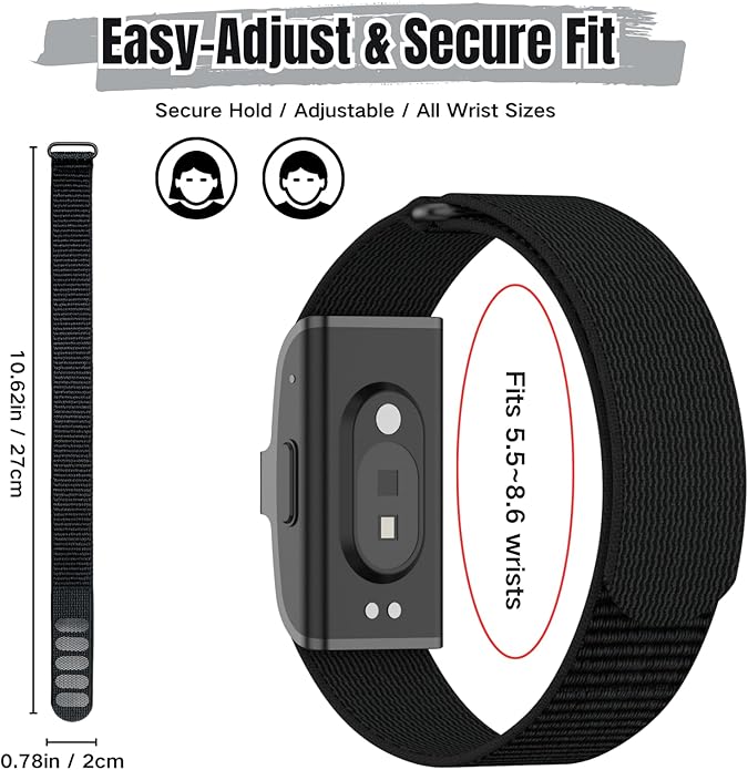 Nylon Loop Compatible with Hume Band, Nylon Replacement Strap, Soft Adjustable Breathable Sport Wristband for Fitness Tracker