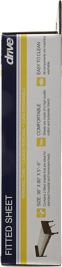 Drive Medical 15030HBL Hospital Bed Sheet Set, White (Pack of 2)