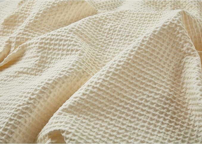ZZZhen Weighted Blanket - High Breathability - 48''72'' 15LB - Premium Heavy Blankets - Calm Sleeping for Adult and Kids, Durable Quilts Waffle White, 48''72'' - 15LB