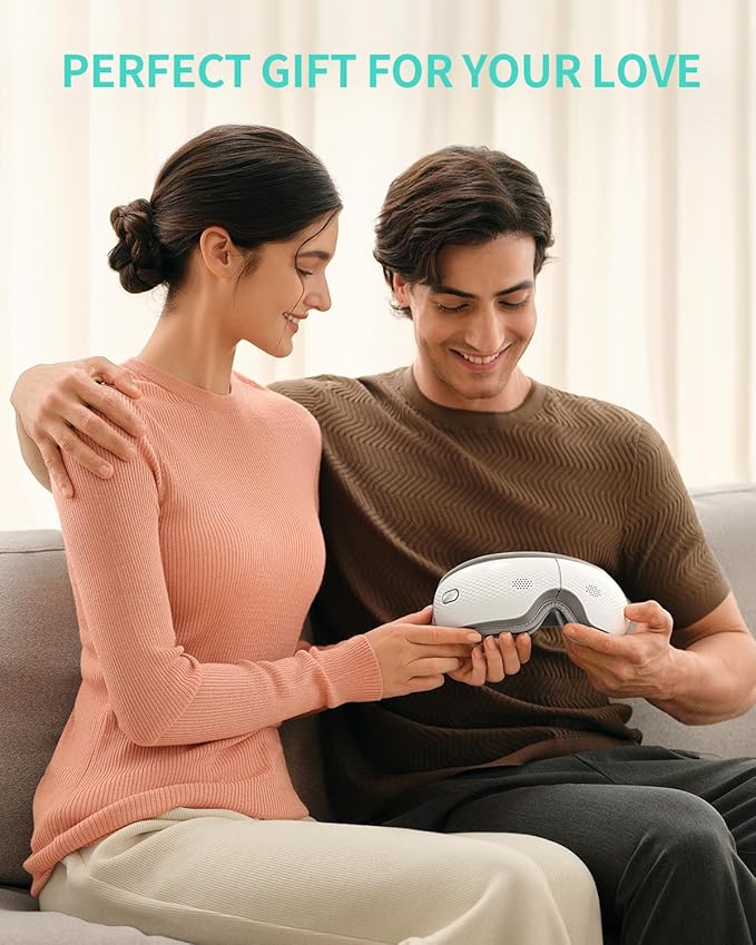 SKG Eye Massager with Heat & Music, Valentine's Day Gifts for Her Him, Foldable Sleep Mask for Migraine & Eye Strain, 5 Massage Modes for Tired Eyes Relax, Birthday Gifts for Dad, Mom, Men, Women