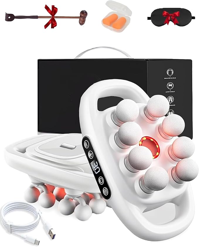 Deep Tissue Massager for Pain Relief, 16 Head Massage Gun Deep Tissue with 3 Modes & 30 Levels, 16 Heads Massager for Back, Shoulders, Legs, Body, Increase Intimacy(White-8Head)
