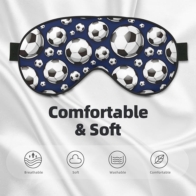 Black and White Football Sleep Mask Eye Mask with Adjustable Strap Eye Sleep Shade Cover Blocks Light for Women Men Airplane Travel Nap