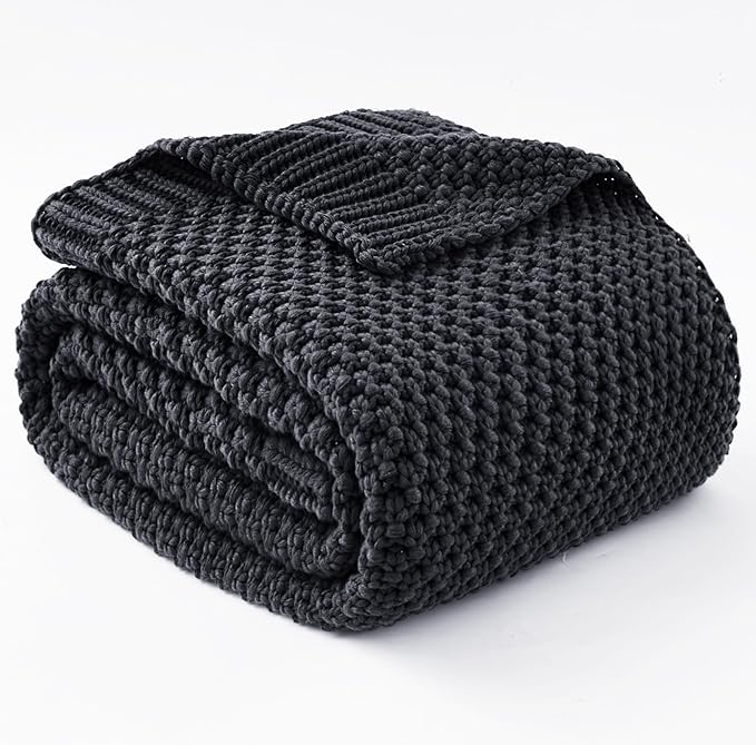 Topcee Knitted Weighted Blanket - 50"x60" 5lbs Cooling Chunky Knit Heavy Blanket for Adults Cable Yarn Knit Decorative No Beads Soft, Cozy and Cooling Weighted Throw Blankets Machine Washable