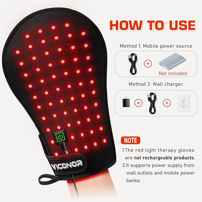 Red Light Therapy Device for Hands, Infrared-Light-Therapy-Gloves Finger Wrist, Led Near Infrared Light Skin Care(Pack of 1)