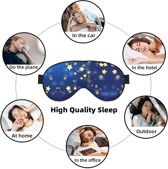 Gold Glamour Stars Sleep Mask Eye Mask with Adjustable Strap Eye Sleep Shade Cover Blocks Light for Women Men Airplane Travel Nap