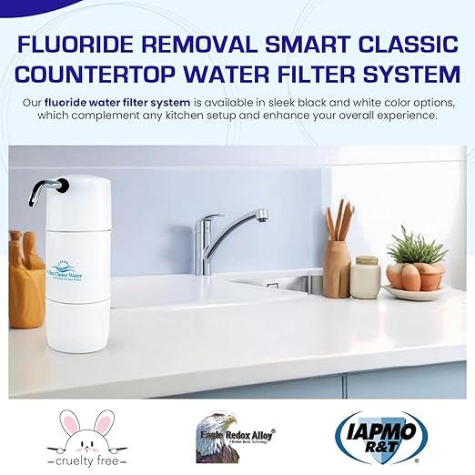 Fluoride Removal | Smart Classic Countertop Water Filter System | White | Crystal Quest